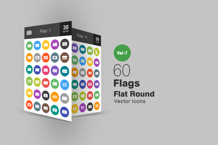 60 Flags Flat Round Icons