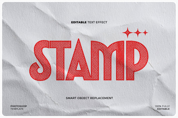 Halftone Stamp Logo & Text Effect