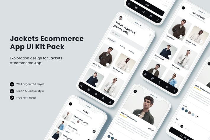 Jackets E-commerce App UI Kit Pack