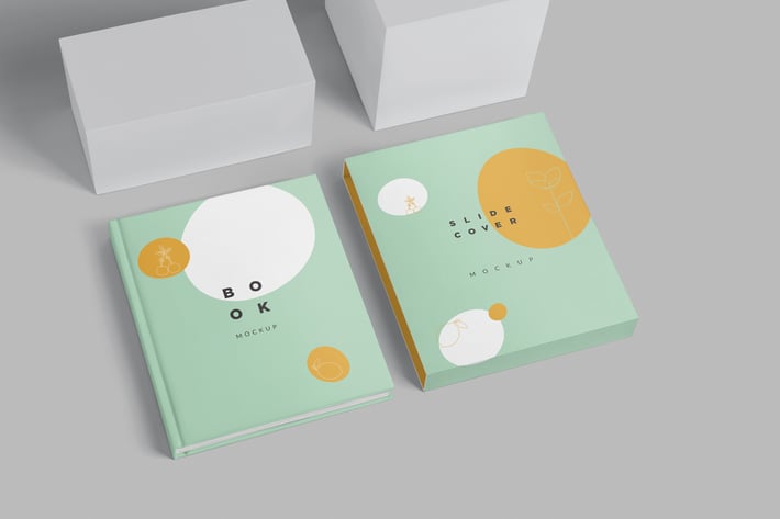 Hardcover Book Slide Cover Mockups