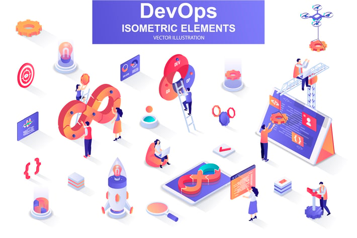 DevOps Isometric Design Elements