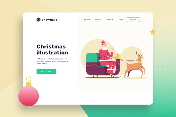 Santa claus with his train Illustration