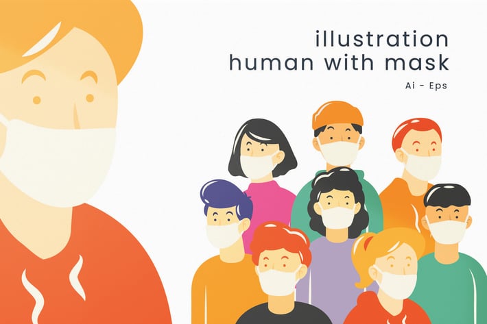 Illustration Human With Mask Package