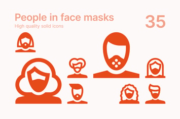 People in Face Masks Icons