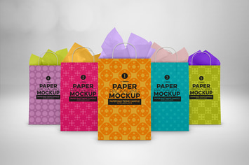 Paper Bags Twine Handles Packaging Mockup