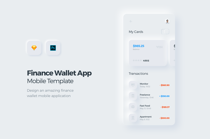 Finance Wallet Mobile App UI Kit Template 2