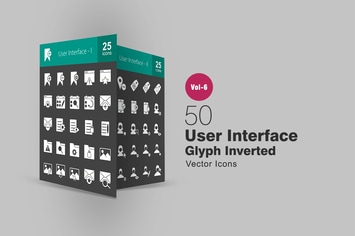 50 User Interface Glyph Inverted Icons