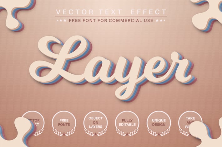 Layers - editable text effect, font style