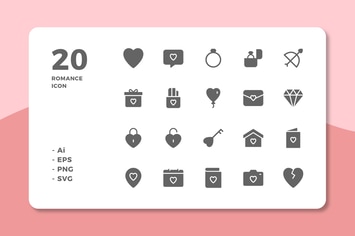 20 Romance Icons (Solid)