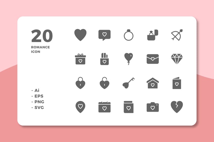 20 Romance Icons (Solid)