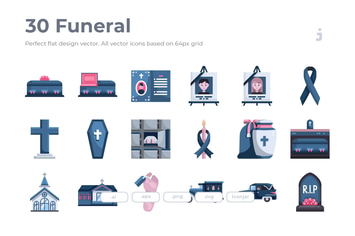 30 Funeral Icons - Flat