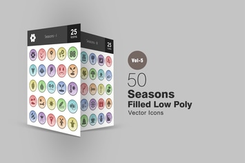 50 Seasons Filled Low Poly Icons