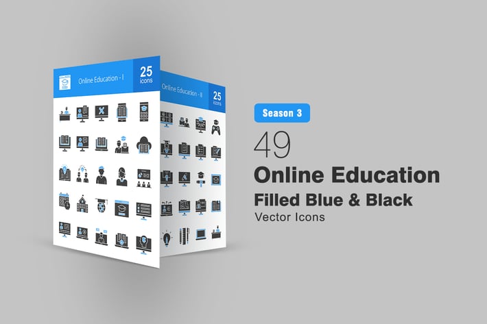 49 Online Education Blue & Black Icons