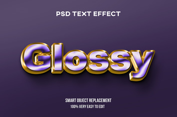 Gold purple glossy text effect
