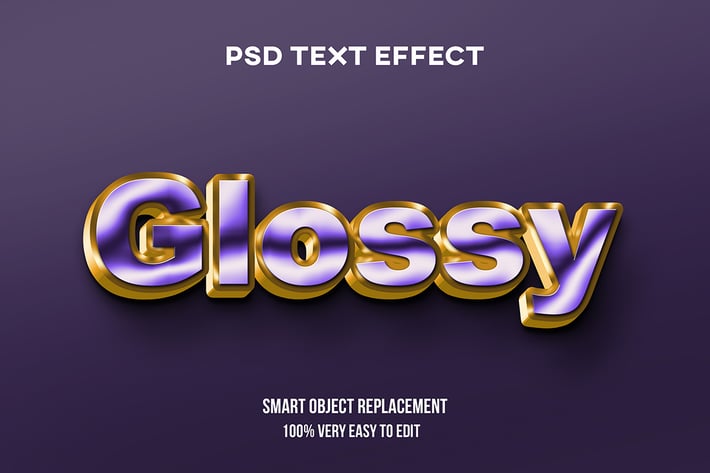 Gold purple glossy text effect
