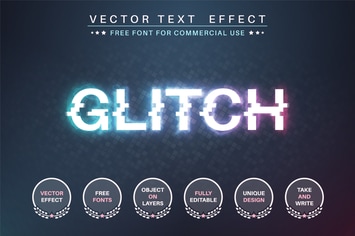Glitch - editable text effect,  font style