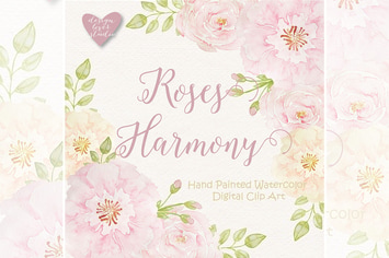 Watercolor Roses Harmony clipart