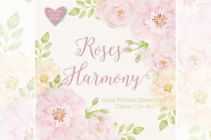 Watercolor Roses Harmony clipart