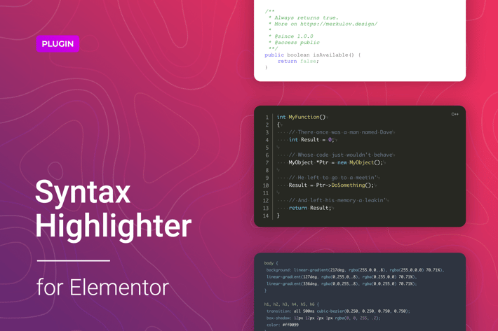 Code Syntax Highlighter for Elementor
