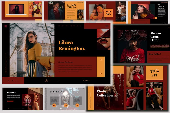 Bungundy Fashion - Powerpoint Dark