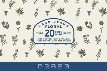 20+ Hand Drawn Floral Illustration