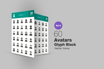 60 Avatars Glyph Icons