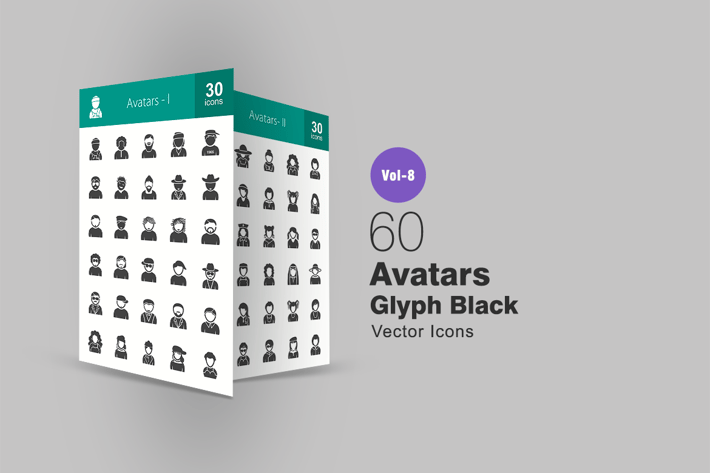 60 Avatars Glyph Icons