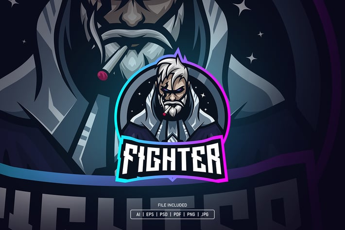 Fighter esport logo template