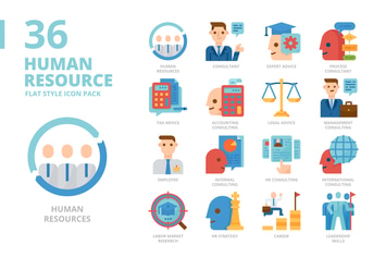 Human Resource Flat Style Icon Set