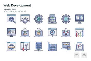 Web development soft color icons
