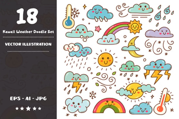 Kawaii Weather Doodle Set