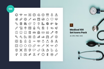 Medical 100 Set Icon Pack