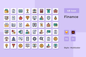 48 Accounting Multicolor Style Icon Pack