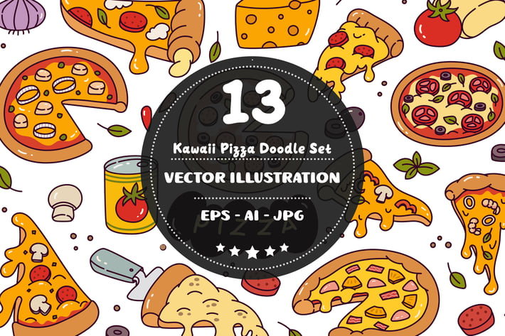 Kawaii Pizza Doodle Set