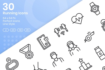 30 Running Icons Set - Line