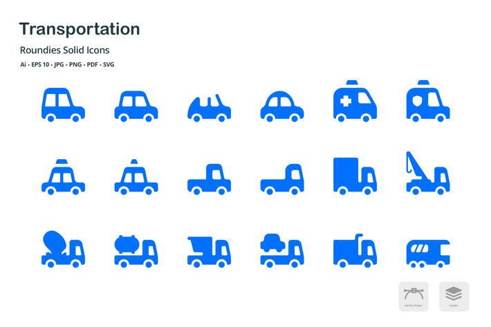 Transportation Roundies Solid Glyph Icons