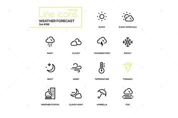 Weather forecast - modern line design icons set
