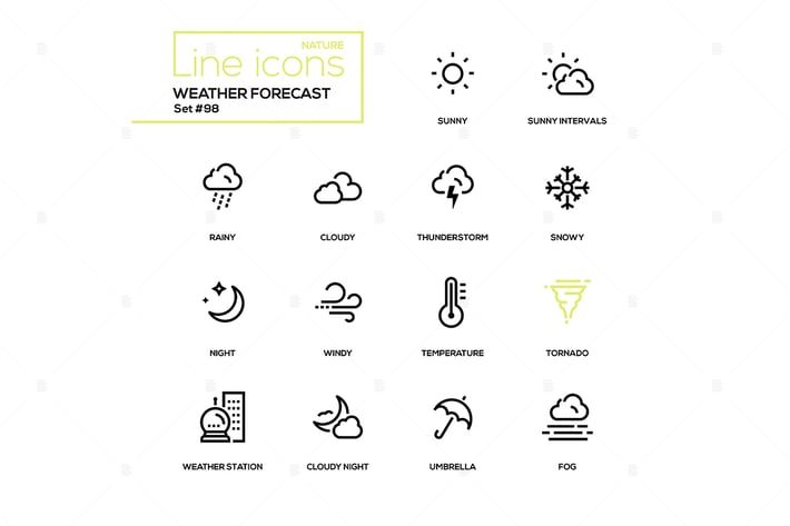 Weather forecast - modern line design icons set