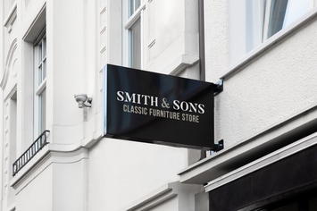 Outdoor Hanging Logo Sign Mockup #7