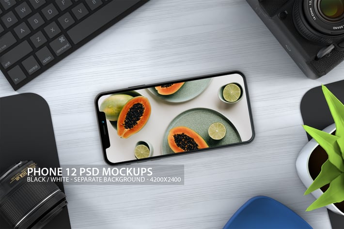 iPhone 12 PSD Mockups with Clean Background