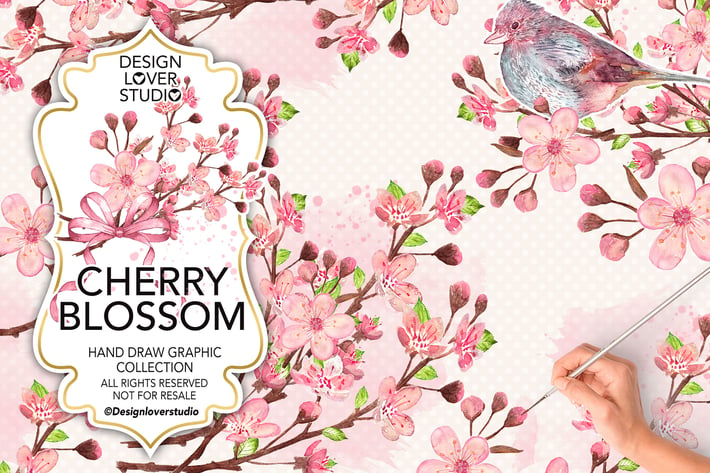 Watercolor CHERRY BLOSSOM design