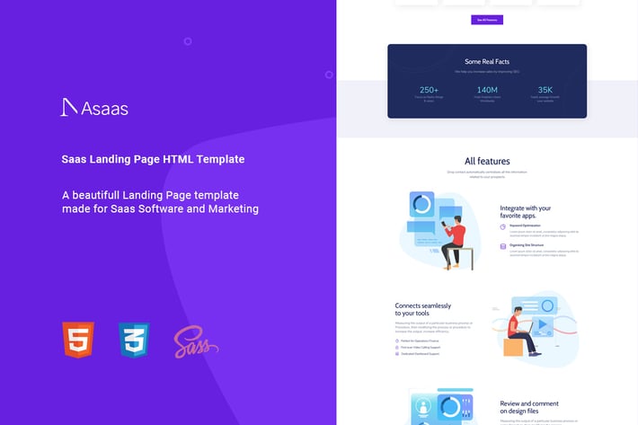 Asaas - Saas Landing Page HTML Template 
