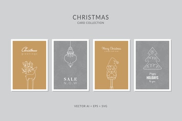 Christmas Greeting Card Vector Set