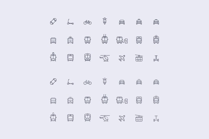 vector transportation icons set 