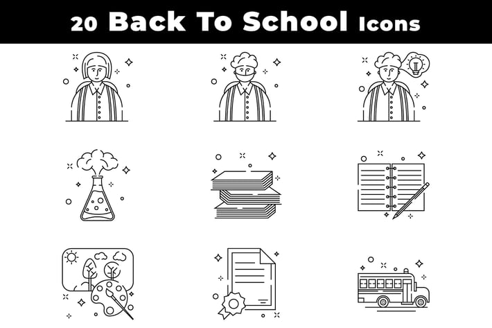 Back To School Linear Icons