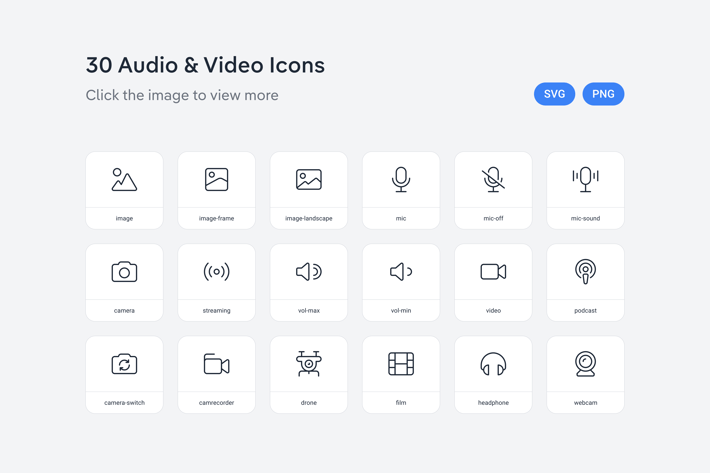 Audio & Video icons — Line