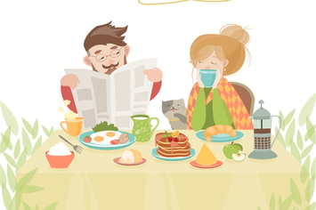 Couple in love having breakfast