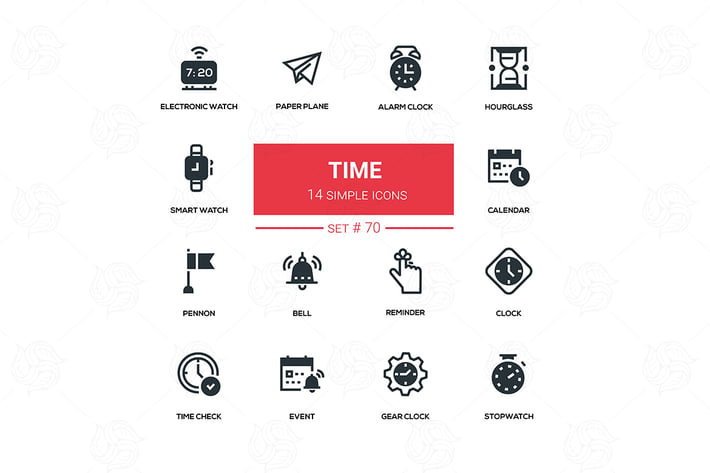 Time concept - line design silhouette icons set