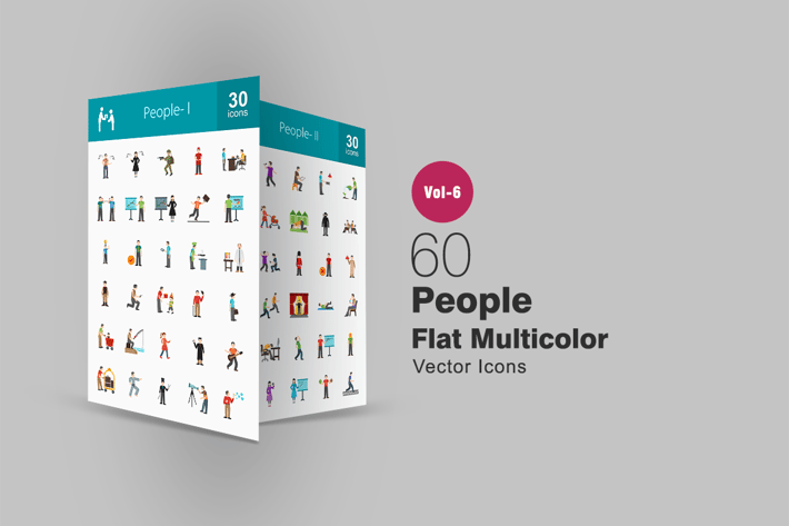 60 People Flat Multicolor Icons