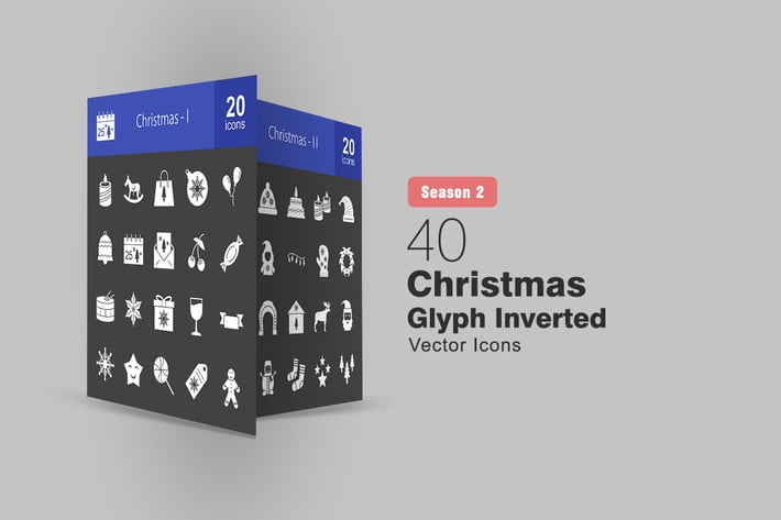 40 Christmas Glyph Inverted Icons